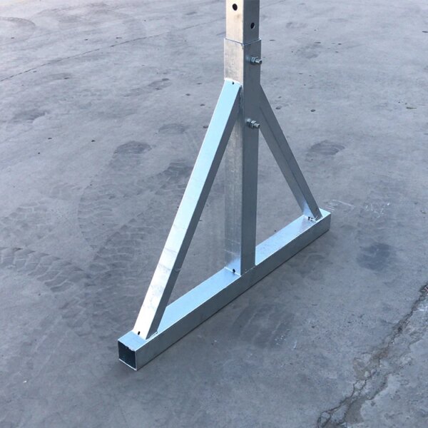 Metal tripod stand on a concrete floor, serving as a base for a Construction lifting gondola zlp1000 zlp 800/630/500 hanging cradle suspended scaffold for construction building painting.