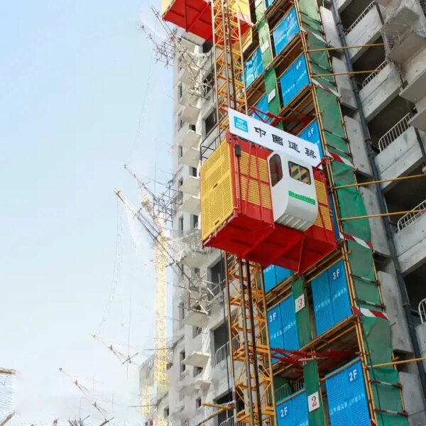 Polipasto de doble jaula para construcción de edificios