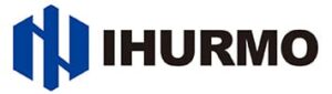 O logotipo mostra uma forma geométrica azul ao lado das letras em negrito "IHURMO", sugerindo estabilidade e inovação como os principais fabricantes de guindastes.