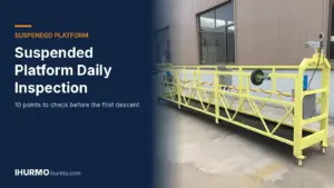 Plataforma eléctrica suspendida IHURMO con cesta de acero amarilla ensamblada en fábrica