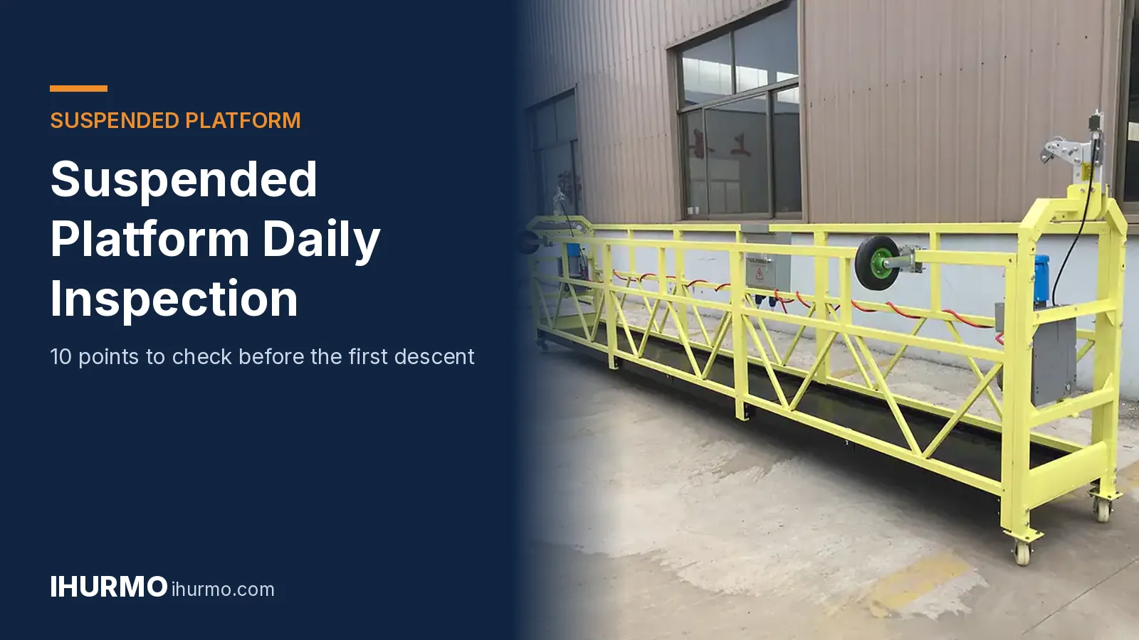 IHURMO electric suspended platform with yellow steel cradle assembled at the factory
